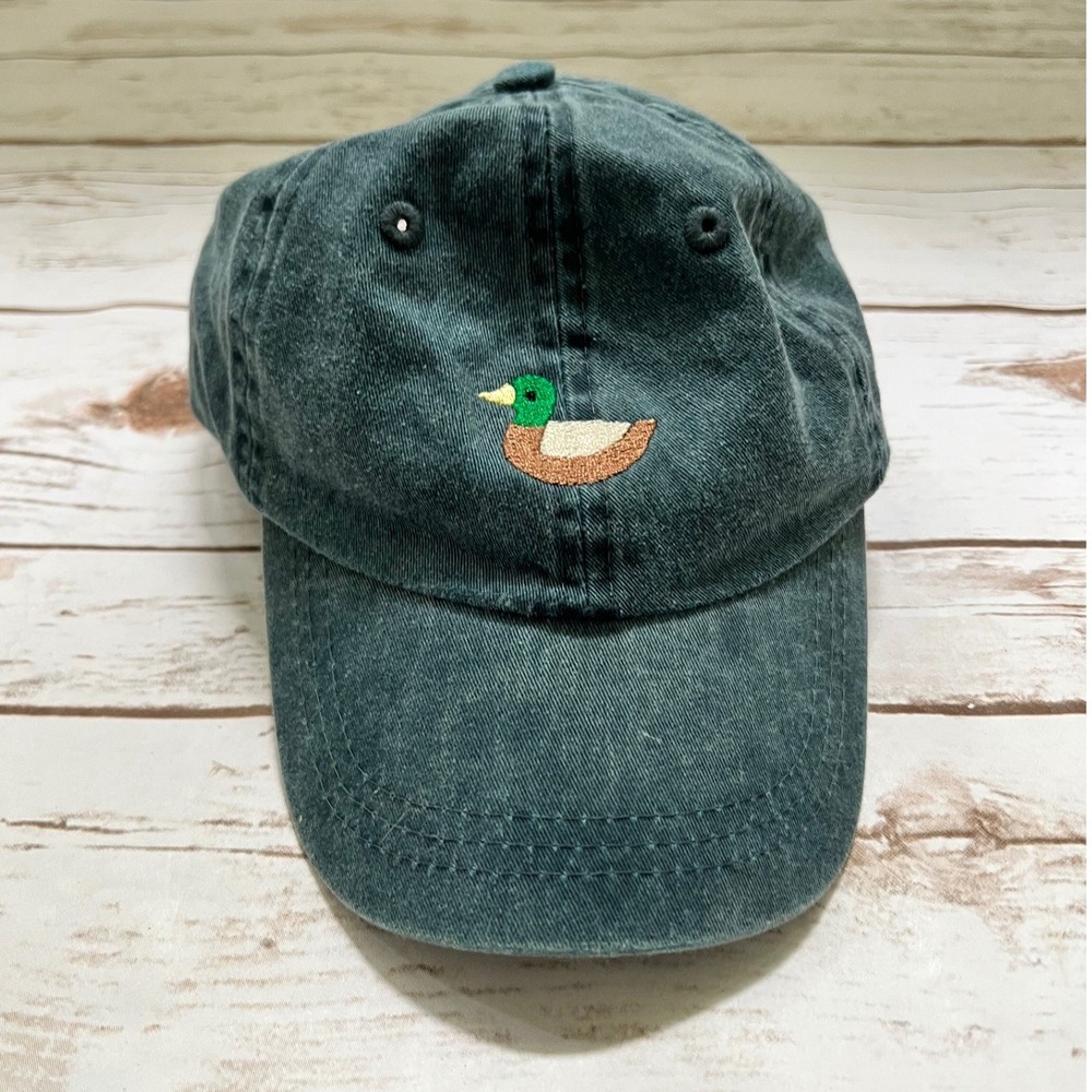 Adams Baseball Cap Green Mallard Duck Embroidered Leather Strap OSFA